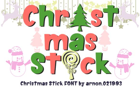 Christmas Stick Font for Playful Kids Crafts and Product Designs